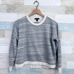 J Crew Boxy Fit High Low Sweatshirt Gray Space Dye Tencel Blend Womens XXS 2XS